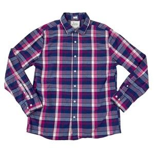 Bixby Shirt Men's Size Medium Shirt Slim Fit Pink Blue Plaid Button Up Collared